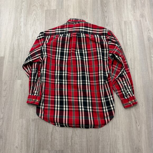 Vintage Tommy Hilfiger Button Shirt Men's Medium Red Plaid Check Flannel 90s - Picture 5 of 6